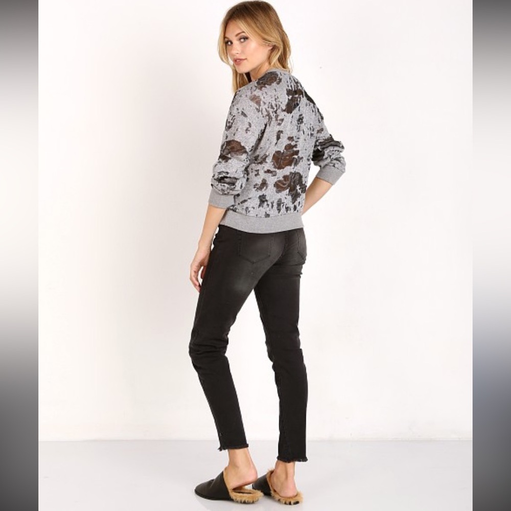 Free People Black and Gray Women's Jersey Top